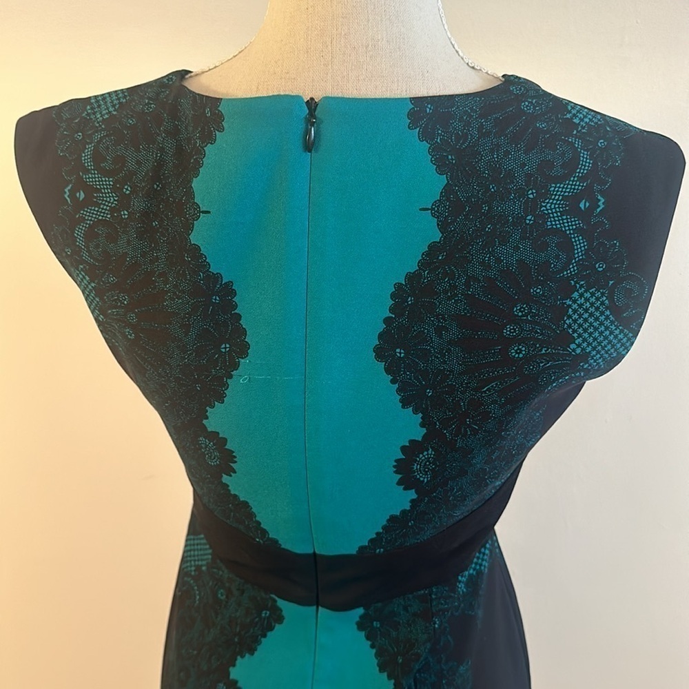**LAST CALL**  NY & Co Black and Emerald Green Sheath Dress Size 2 - Picture 4 of 6